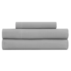 Vipalia - Juego De Sábanas Lisas 3 Piezas 50% Algodón - 50% Poliester. Modelo Rainbow Cama 150 Cm, Color Gris