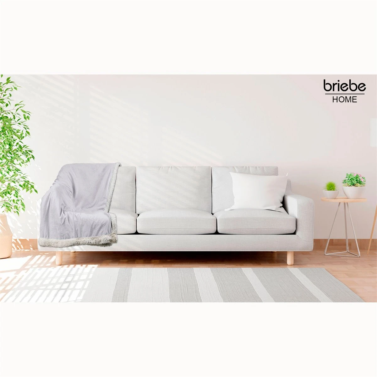 Briebe - Manta Sofá Invierno Sedalina Lisa Y Borreguito Polar Sherpa 130x160 Cm Calentita Gruesa Suave, , Gris 3 Briebe - Manta Sofá Invierno Sedalina Lisa Y Borreguito Polar Sherpa 130x160 Cm Calentita Gruesa Suave, , Gris - Image 2