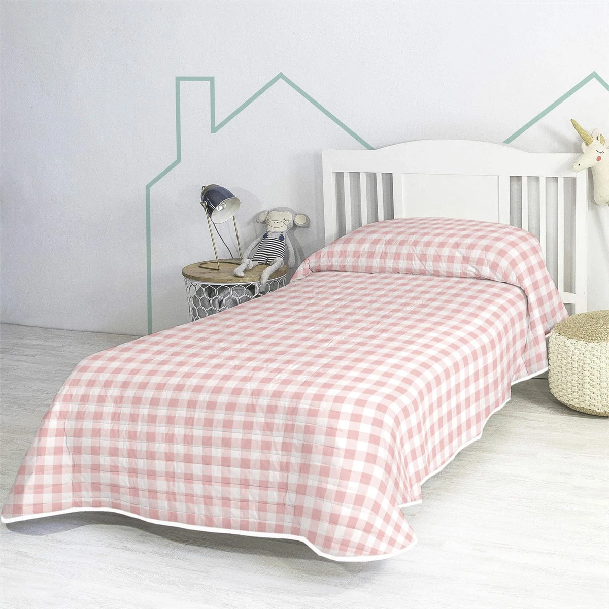 Vichy Pink Colcha Cama 80/90 (180x260 Cm) Rosa 3 Vichy Pink Colcha Cama 80/90 (180x260 Cm) Rosa