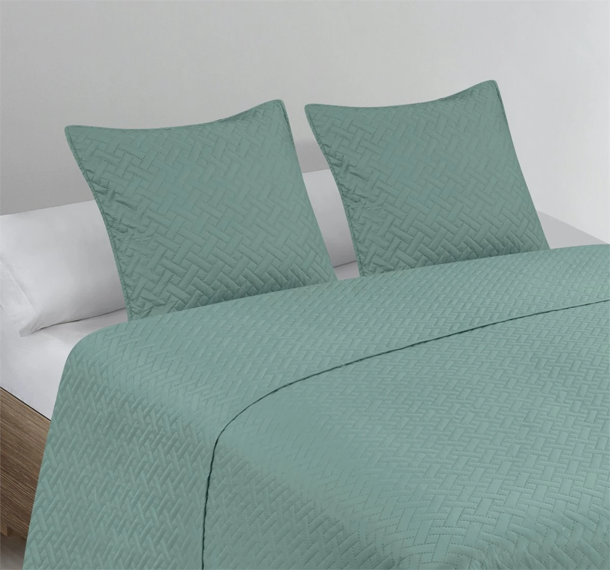 Colcha Lisa + Cojines Acolchada Belmonte Cama 90 Verde 180x260cm 4 Colcha Lisa + Cojines Acolchada Belmonte Cama 90 Verde 180x260cm - Image 2