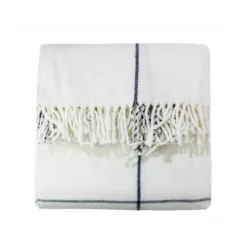 Acomoda Textil - Manta Con Flecos 130x170 Cm. Manta 100% Acrílica De Cuadros, Cómoda, Suave Y Cálida. Plaid Para Sofá, Sillón, Cama Y Viaje. (Beige)