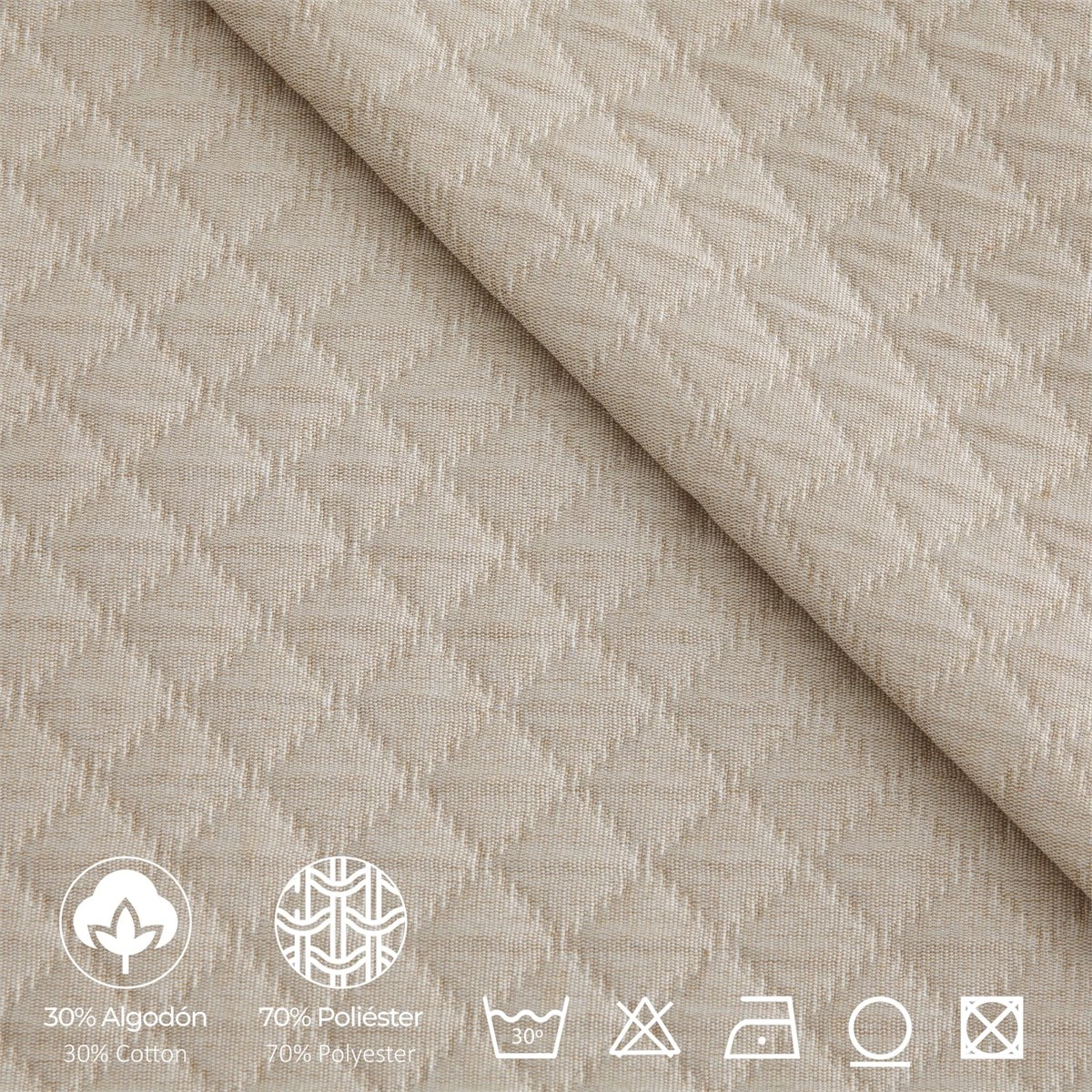 Vipalia - Colcha Bouti Pique 30% Algodón - 70% Poliester. Modelo Silver Cama 90 Cm - 180x260 Cm, Color Beige/Marfil 10 Vipalia - Colcha Bouti Pique 30% Algodón - 70% Poliester. Modelo Silver Cama 90 Cm - 180x260 Cm, Color Beige/Marfil - Image 8