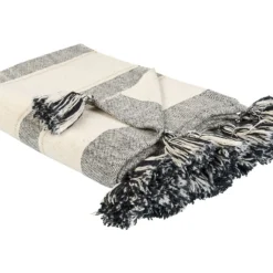 Manta De Algod贸n Beige/negro 130 X 170 Cm CAYIR