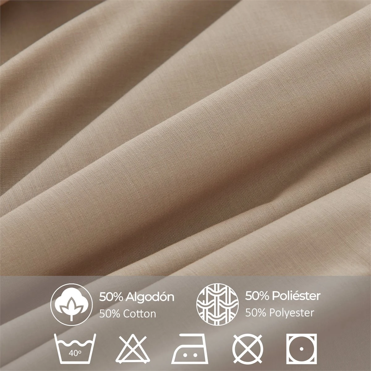 Vipalia - Juego De Sábanas Lisas 3 Piezas 50% Algodón - 50% Poliester. Modelo Rainbow Cama 150 Cm, Color Marrón 9 Vipalia - Juego De Sábanas Lisas 3 Piezas 50% Algodón - 50% Poliester. Modelo Rainbow Cama 150 Cm, Color Marrón - Image 7