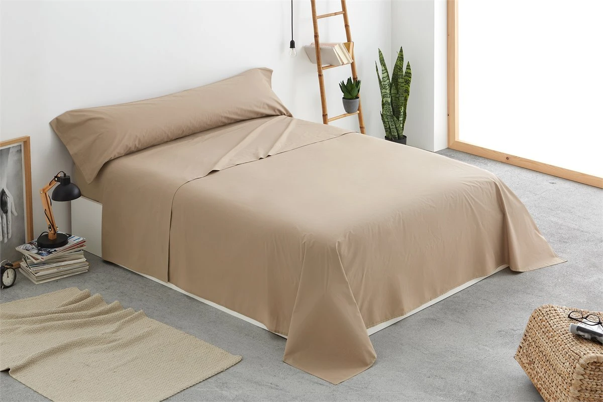 Vipalia - Juego De Sábanas Lisas 3 Piezas 50% Algodón - 50% Poliester. Modelo Rainbow Cama 135 Cm, Color Marrón 6 Vipalia - Juego De Sábanas Lisas 3 Piezas 50% Algodón - 50% Poliester. Modelo Rainbow Cama 135 Cm, Color Marrón - Image 4