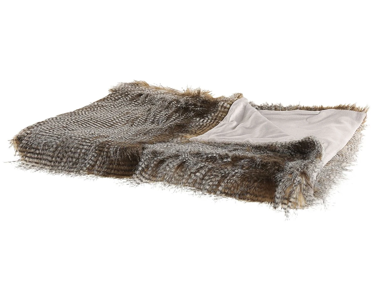 Manta De Acrílico Marrón Oscuro/blanco 150 X 200 Cm ASDAD 3 Manta De Acrílico Marrón Oscuro/blanco 150 X 200 Cm ASDAD