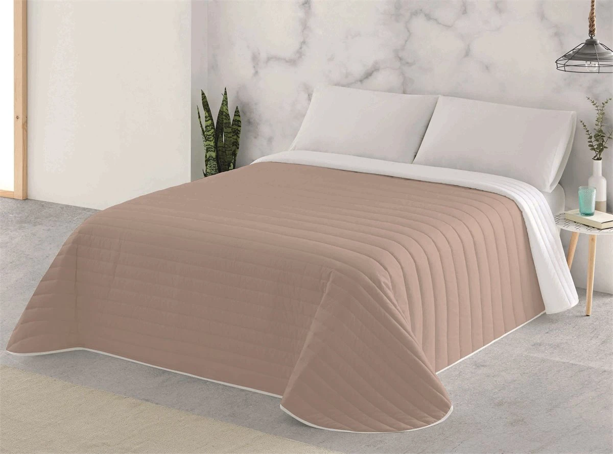 COLCHA BOUTI REVERSIBLE BICOLOR L.104 BEIG/BLANCO CAMA 90 3 COLCHA BOUTI REVERSIBLE BICOLOR L.104 BEIG/BLANCO CAMA 90