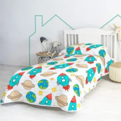 Space Rocket Colcha Cama 80/90 (180x260 Cm) Multicolor