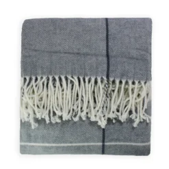 Acomoda Textil - Manta Con Flecos 130x170 Cm. Manta 100% Acrílica De Cuadros, Cómoda, Suave Y Cálida. Plaid Para Sofá, Sillón, Cama Y Viaje. (Gris)