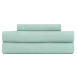 Vipalia - Juego De Sábanas Lisas 3 Piezas 50% Algodón - 50% Poliester. Modelo Rainbow Cama 90 Cm, Color Verde Agua