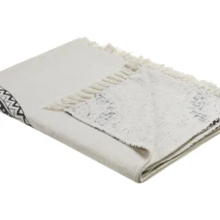 Manta De Algod贸n Beige/negro 130 X 180 Cm BERHAMPORE