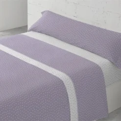Juego De Sábanas Tres Piezas Cama De 90 Lunares Malva Donegal