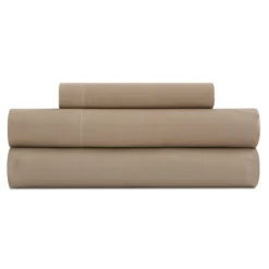 Vipalia - Juego De Sábanas Lisas 3 Piezas 50% Algodón - 50% Poliester. Modelo Rainbow Cama 150 Cm, Color Marrón