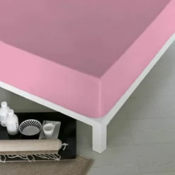 Sábana Bajera Ajustable Naturals Rosa Cama De 105 (105 X 190 Cm)