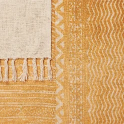 Manta De Algodón Amarillo Mostaza/beige Claro 130 X 180 Cm FIROZABAD -Descansaya Tienda De Ventas aba99b7c1c8298afb8161a4cafe9610daaf70182 e0b2a2d5d80949e8b143680e47288f34
