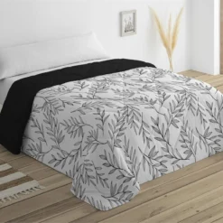 Edredón LEAVES 135 Cm. Blanco/negro