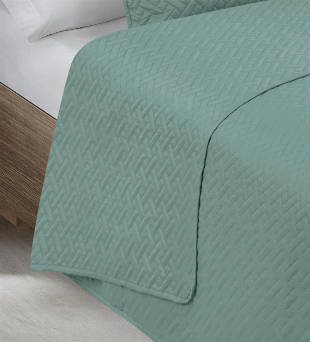 Colcha Lisa + Cojines Acolchada Belmonte Cama 90 Verde 180x260cm 5 Colcha Lisa + Cojines Acolchada Belmonte Cama 90 Verde 180x260cm - Image 3