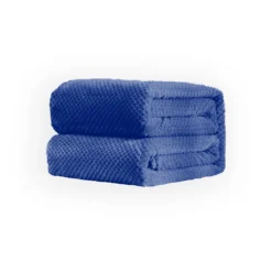 Acomoda Textil - Manta De Sedalina 220x240 Cm. Manta Cálida, Transpirable, Suave Y Ligera Para Sofá, Cama Y Viaje. (Azul)