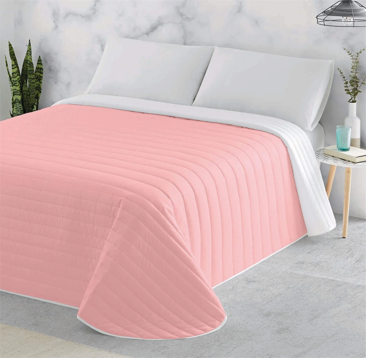 COLCHA BOUTI REVERSIBLE BICOLOR L.302 ROSA/BLANCO CAMA 90 4 COLCHA BOUTI REVERSIBLE BICOLOR L.302 ROSA/BLANCO CAMA 90 - Image 2