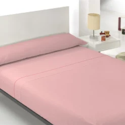 Acomoda Textil – Juego De Sábanas Lisas De Verano. (Rosa, Cama 90 Cm)