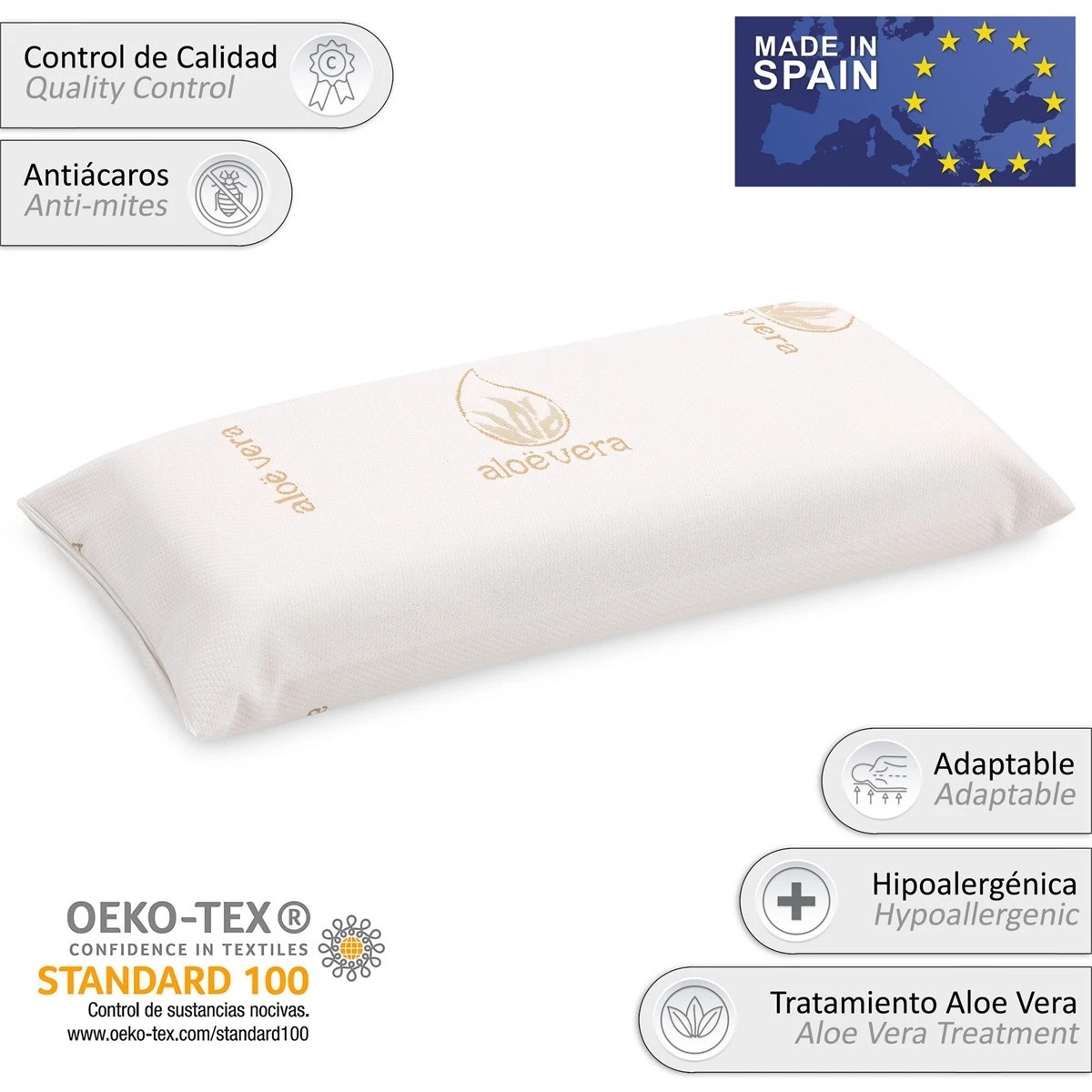 Vipalia Pack 2 Almohadas Viscoelasticas Compactas. Comodas Transpirables. Exterior Tejido 3D. Con Cremallera. Lavables. Firmeza Media. Confortables Y Adaptables. Calidad. 2x75 Cm 5 Vipalia Pack 2 Almohadas Viscoelasticas Compactas. Comodas Transpirables. Exterior Tejido 3D. Con Cremallera. Lavables. Firmeza Media. Confortables Y Adaptables. Calidad. 2x75 Cm - Image 3
